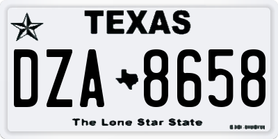 TX license plate DZA8658