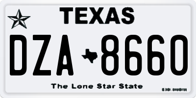 TX license plate DZA8660