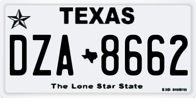 TX license plate DZA8662