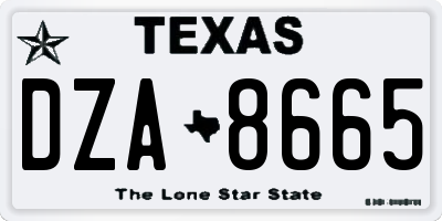 TX license plate DZA8665