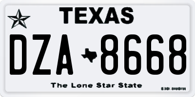 TX license plate DZA8668