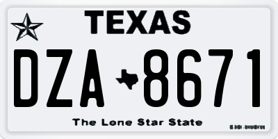 TX license plate DZA8671