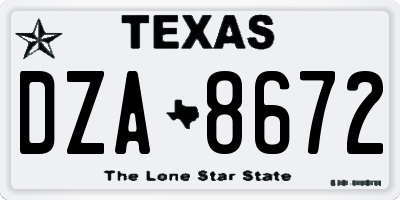 TX license plate DZA8672