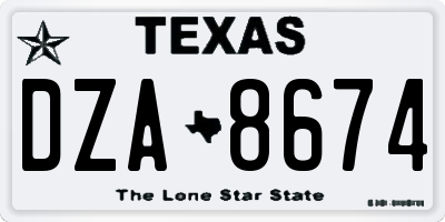 TX license plate DZA8674