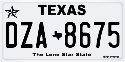 TX license plate DZA8675
