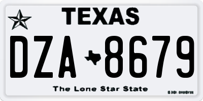 TX license plate DZA8679
