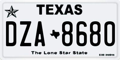 TX license plate DZA8680