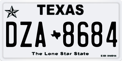 TX license plate DZA8684