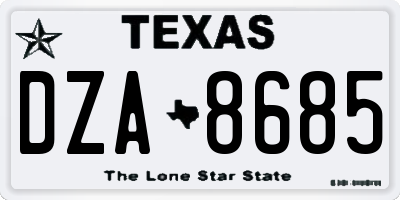 TX license plate DZA8685