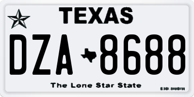TX license plate DZA8688