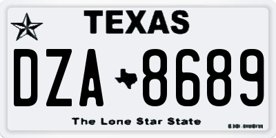 TX license plate DZA8689