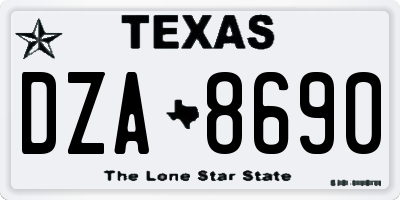 TX license plate DZA8690