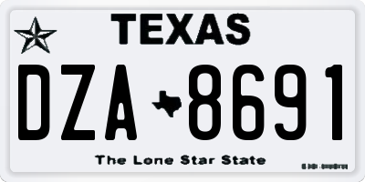 TX license plate DZA8691