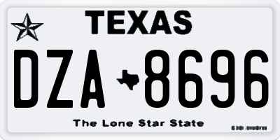 TX license plate DZA8696