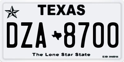 TX license plate DZA8700