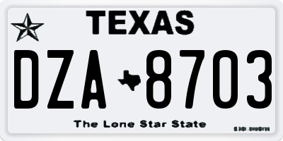 TX license plate DZA8703