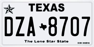 TX license plate DZA8707
