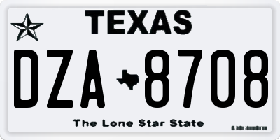 TX license plate DZA8708