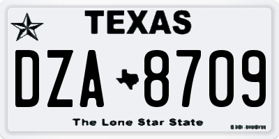 TX license plate DZA8709