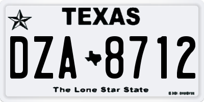 TX license plate DZA8712
