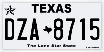 TX license plate DZA8715