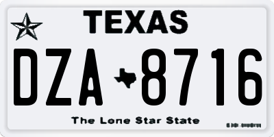 TX license plate DZA8716