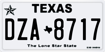 TX license plate DZA8717