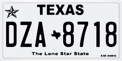 TX license plate DZA8718