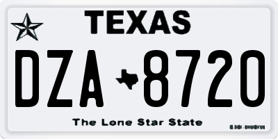 TX license plate DZA8720