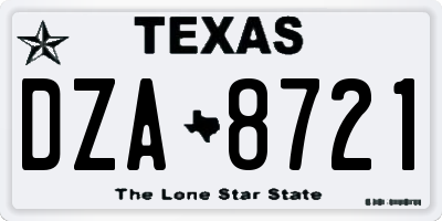 TX license plate DZA8721