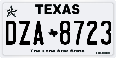 TX license plate DZA8723