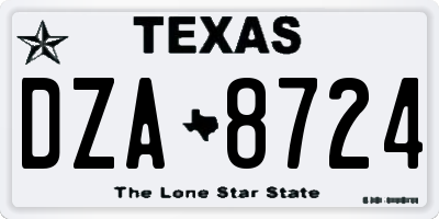 TX license plate DZA8724