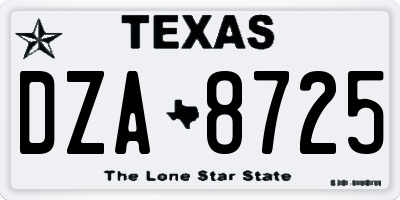 TX license plate DZA8725