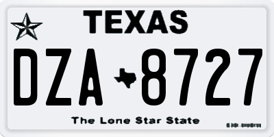 TX license plate DZA8727