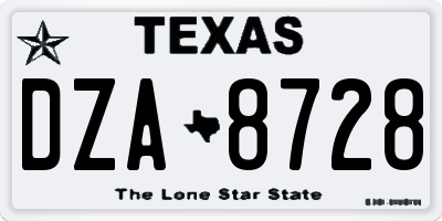 TX license plate DZA8728