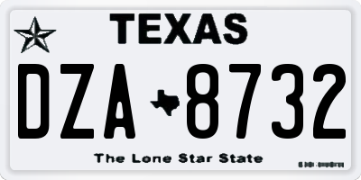 TX license plate DZA8732