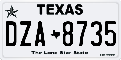 TX license plate DZA8735