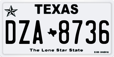 TX license plate DZA8736