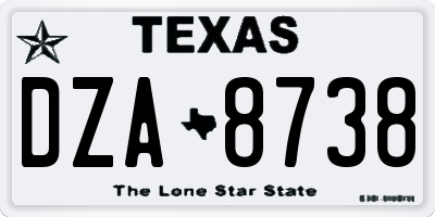 TX license plate DZA8738