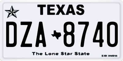 TX license plate DZA8740