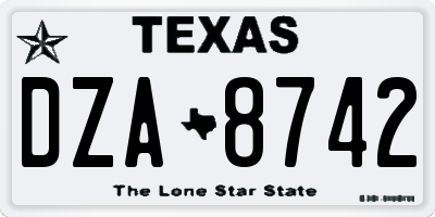 TX license plate DZA8742