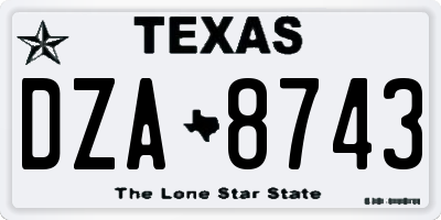 TX license plate DZA8743