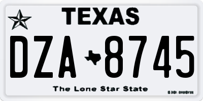 TX license plate DZA8745