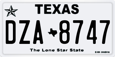 TX license plate DZA8747