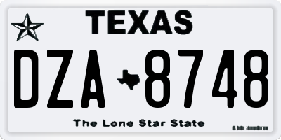 TX license plate DZA8748