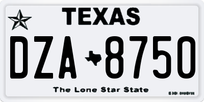 TX license plate DZA8750