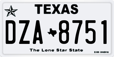 TX license plate DZA8751