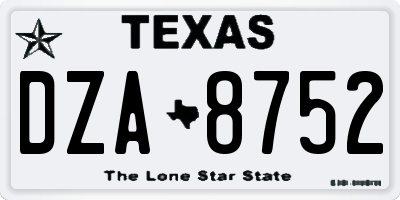 TX license plate DZA8752