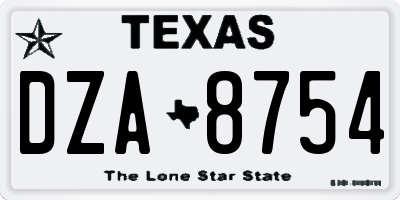 TX license plate DZA8754