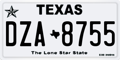 TX license plate DZA8755